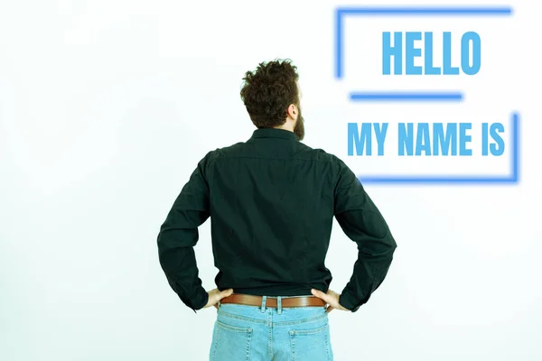 Text sign showing Hello My Name Is, Business concept introducing yourself to new people workers as Presentation