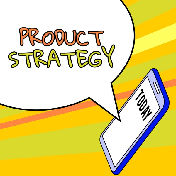 Textschild Mit Produktstrategie Word Geschrieben Über Die Langfristige Planentwicklung Einer — Stockfoto