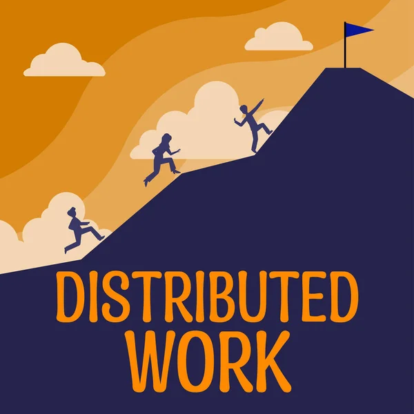 Logga Som Visar Distribuerat Arbete Företagsöversikt Som Utövas Företag Som — Stockfoto
