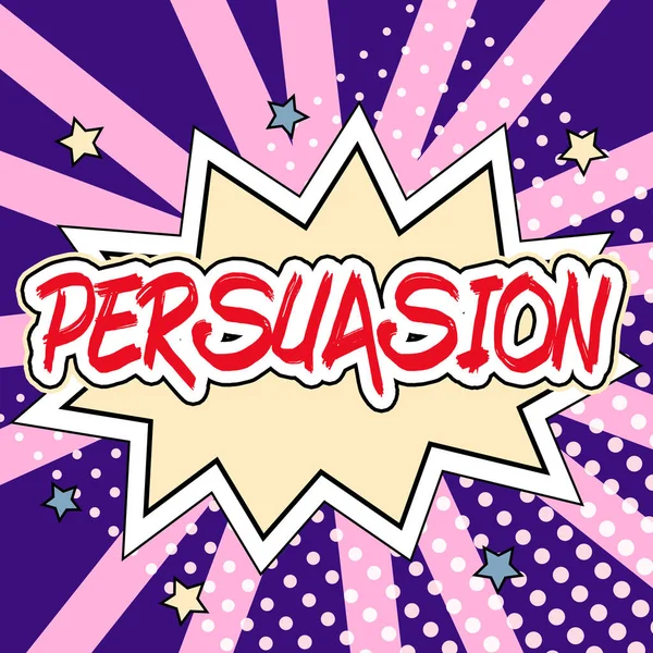 Sinal Escrita Mão Persuasão Visão Geral Negócio Ação Fato Persuadir — Fotografia de Stock