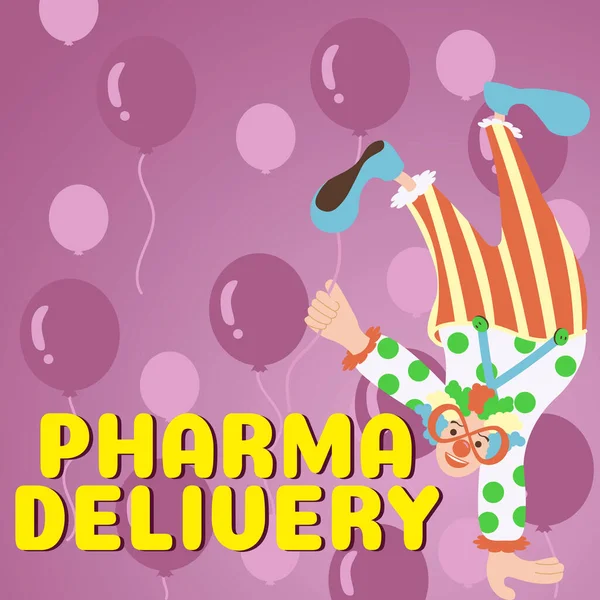 Szöveges Tábla Mutatja Pharma Delivery Üzleti Koncepció Kapok Receptek Postán — Stock Fotó