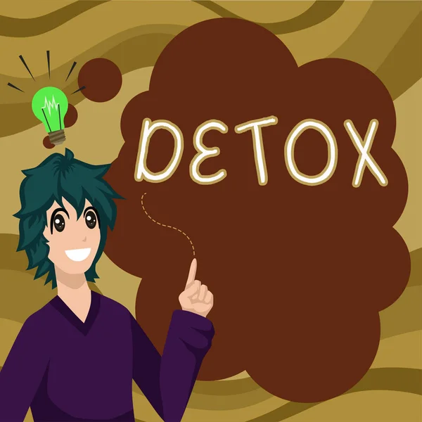 Znak Tekstowy Pokazujący Detox Przegląd Działalności Moment Dla Dieta Zdrowie — Zdjęcie stockowe