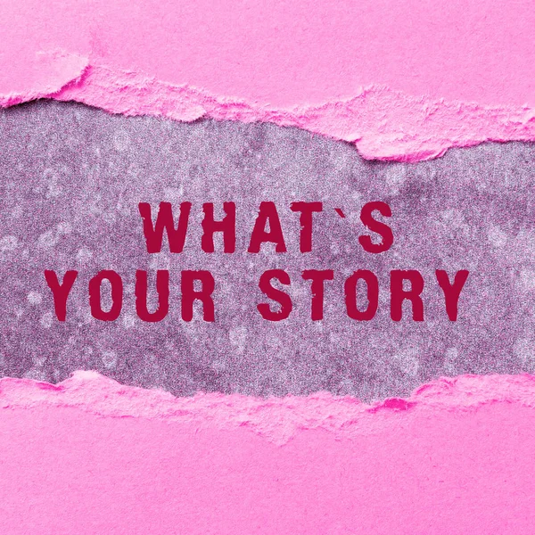 Szöveg Felirat Amely Bemutatja Whats Your Story Fogalmi Fotó Kér — Stock Fotó