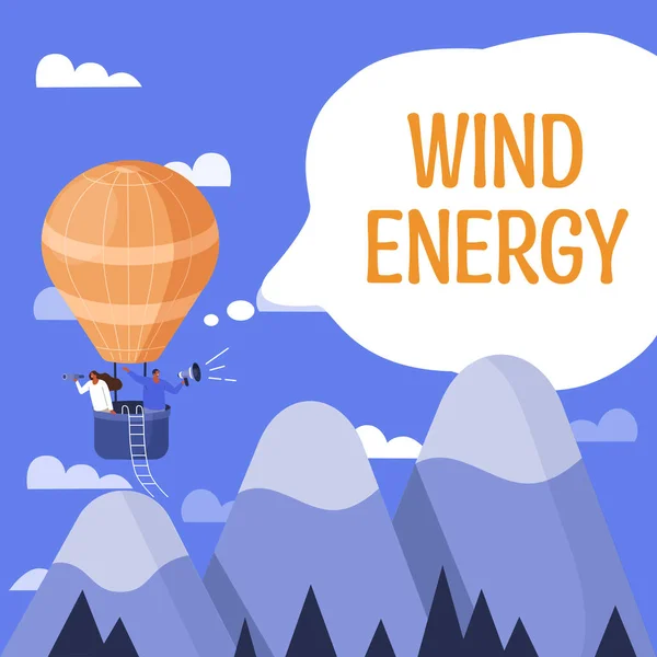 Ręczne Pisanie Znaku Energetyka Wiatrowa Biznes Podejście Procesu Którym Wiatr — Zdjęcie stockowe