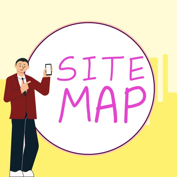 Text caption presenting Site Map, Business idea designed to help both users and search engines navigate the site