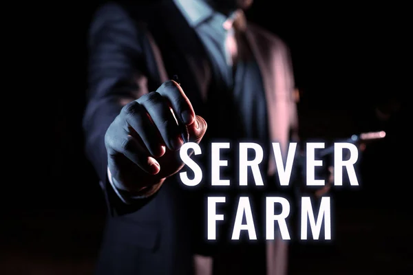 Scrivere Testo Server Farm Business Approccio Gruppo Computer Che Agiscono — Foto Stock