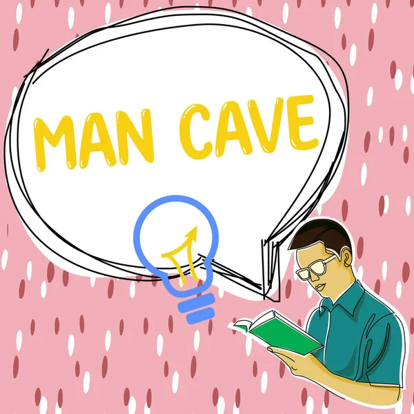 Text showing inspiration Man Cave, Business idea a room, space or area of a dwelling reserved for a male person