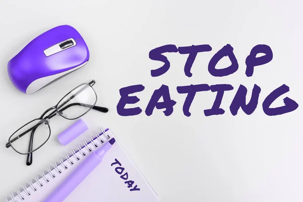 Texto Que Mostra Inspiração Pare Comer Abordagem Negócios Cessar Atividade — Fotografia de Stock