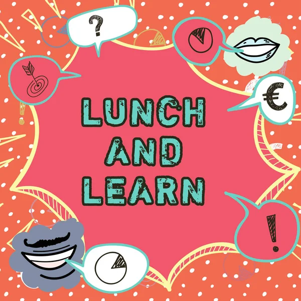 Text Sign Showing Lunch Learn Business Concept Have Meal Study — Stock Photo, Image