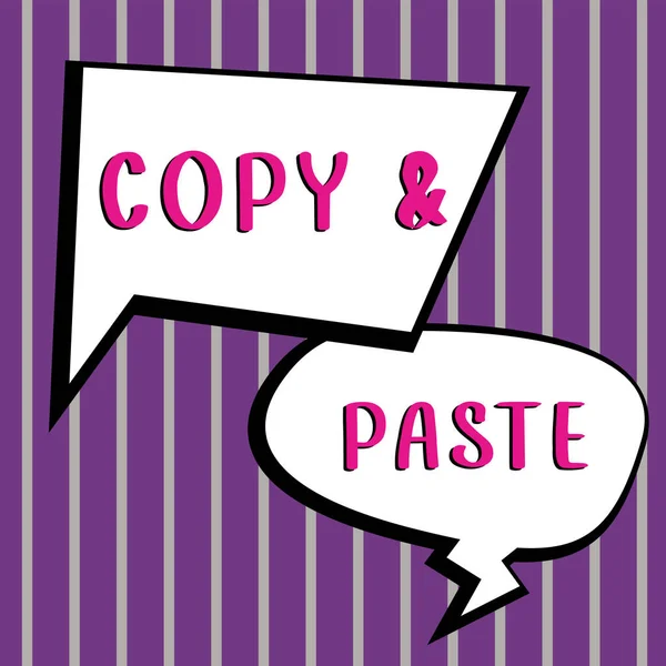 Λεζάντα Κειμένου Που Παρουσιάζει Copy Paste Word Γραμμένο Απομίμηση Απομαγνητοφώνηση — Φωτογραφία Αρχείου