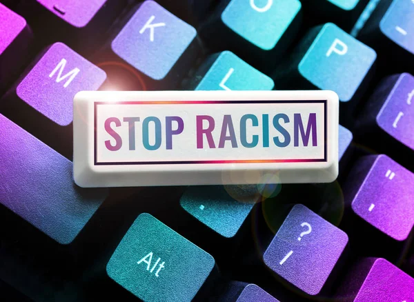 Manuscrito Texto Pare Racismo Palavra Por Fim Antagonismo Dirigido Contra — Fotografia de Stock