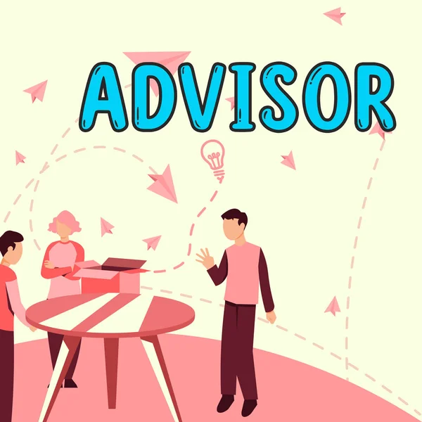 Sign Displaying Advisor Business Approach Tanácsadás Ajánlása Szakmai Támogatás — Stock Fotó