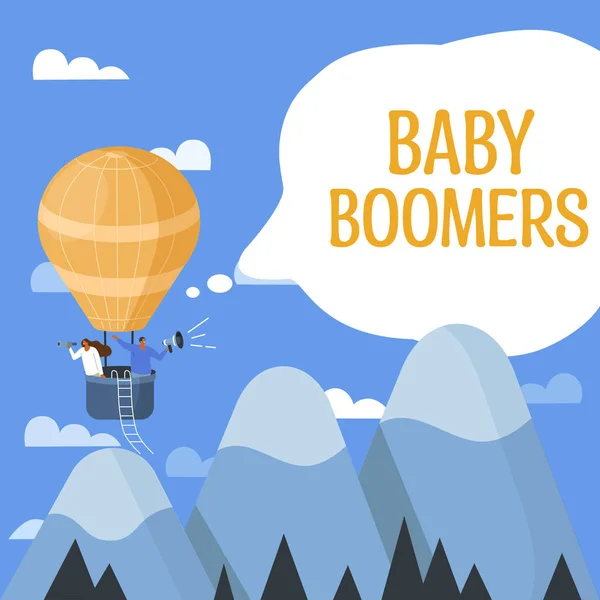 Inspiracja Pokazując Znak Baby Boomers Słowo Dla Osoby Która Urodziła — Zdjęcie stockowe