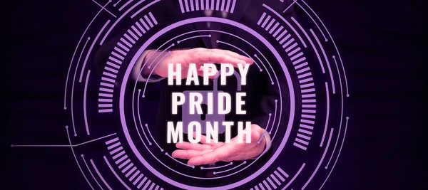 Conceptual Subtitrare Happy Pride Month Cuvânt Scris Perioada Satisfacție Plăcerii — Fotografie, imagine de stoc