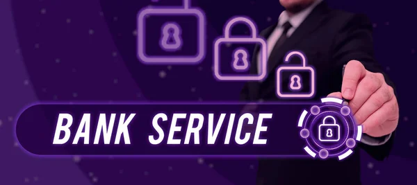 Handschriftliches Zeichen Bankservice Geschäftskonzept Aktivitäten Bei Der Annahme Und Sicherung — Stockfoto