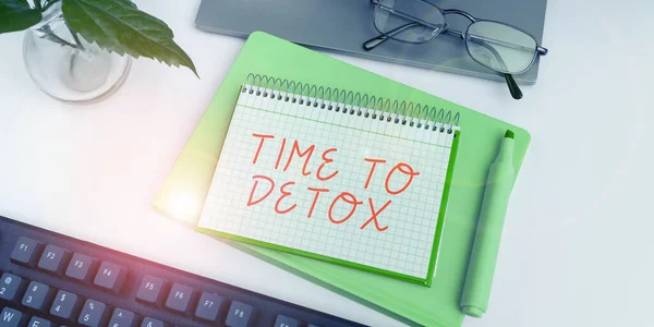 Hand Writing Sign Time Detox Business Concept Moment Diet Διατροφή — Φωτογραφία Αρχείου