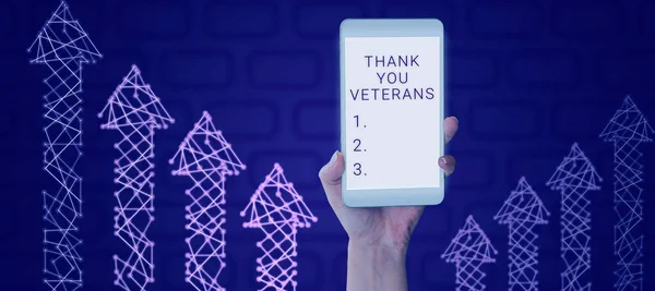 Texto Mostrando Inspiração Obrigado Veteranos Ideia Negócio Expressão Gratidão Saudações — Fotografia de Stock