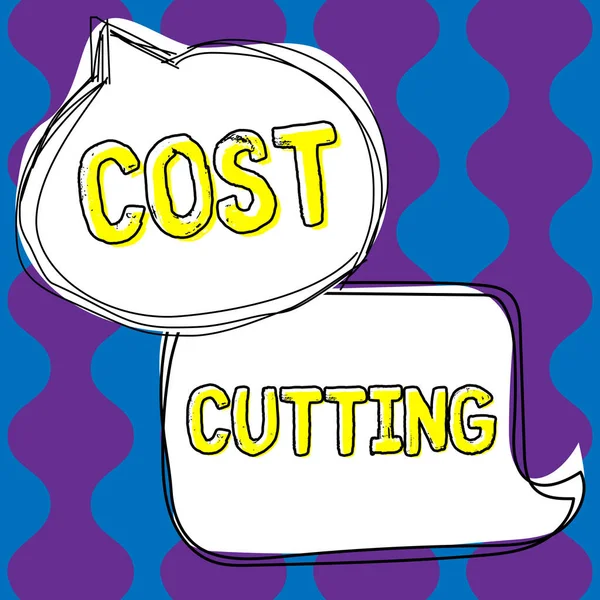 Schreiben Von Textanzeigen Cost Cutting Geschäftskonzept Maßnahmen Zur Kostenreduzierung Und — Stockfoto