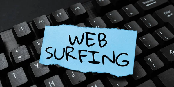Ruční Psaní Znamení Web Surfing Obchodní Koncept Jumping Nebo Prohlížení — Stock fotografie