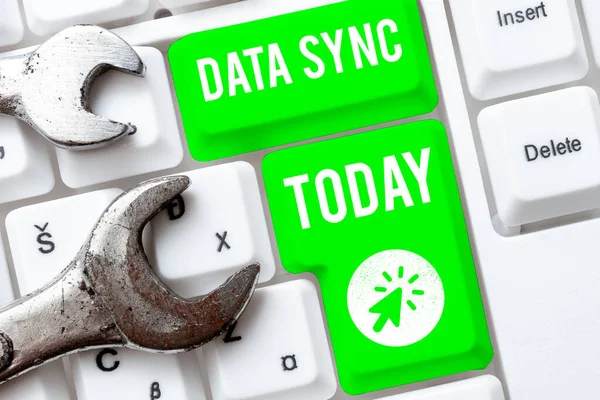 Handschrift Tekst Data Sync Business Concept Data Die Continu Wordt — Stockfoto