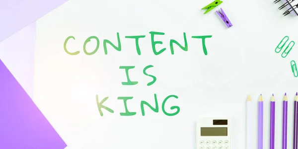 Text caption presenting Content Is King, Conceptual photo Content is the heart of todays marketing strategies