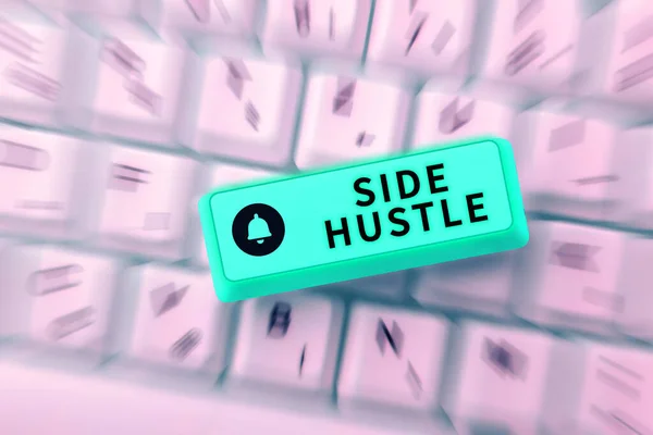 Text caption presenting Side Hustle, Business approach way make some extra cash that allows you flexibility to pursue