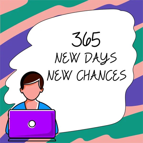 Legenda Conceitual 365 Novos Dias Novas Chances Palavra Para Começar — Fotografia de Stock