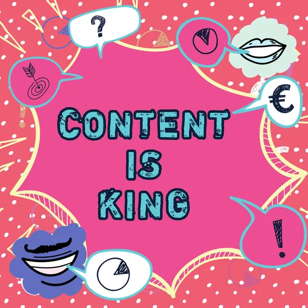 Text sign showing Content Is King, Business idea Content is the heart of todays marketing strategies