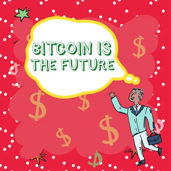 Bildunterschrift Bitcoin Ist Die Zukunft Internet Konzept Digitaler Marktplatz Auf — Stockfoto