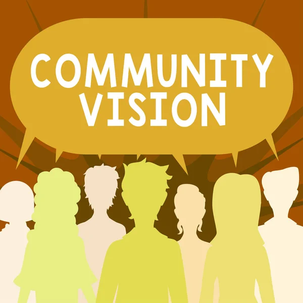 Texto Presentando Visión Comunitaria Concepto Internet Asociación Vecindad Alianza Afiliación —  Fotos de Stock