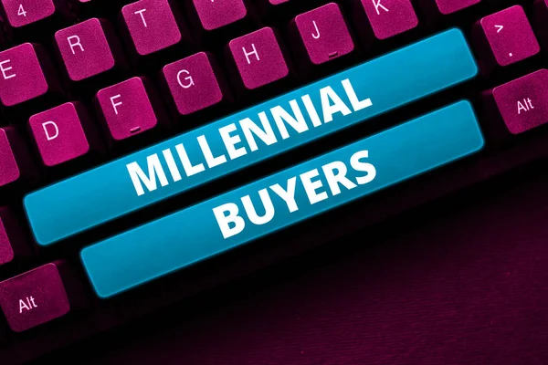Legenda Texto Apresentando Millennial Buyers Business Approach Tipo Consumidores Interessados — Fotografia de Stock