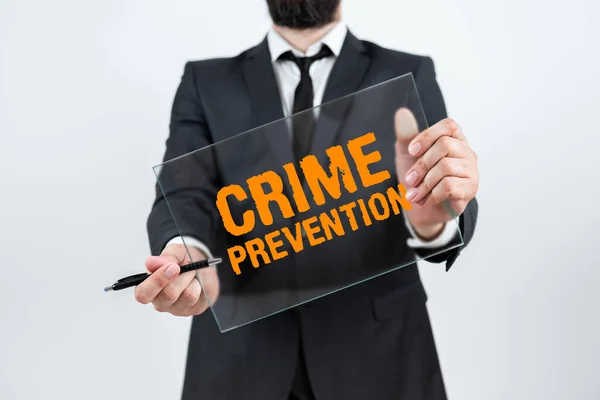 Segno Testo Indicante Prevenzione Del Crimine Idea Commerciale Azioni Reati — Foto Stock