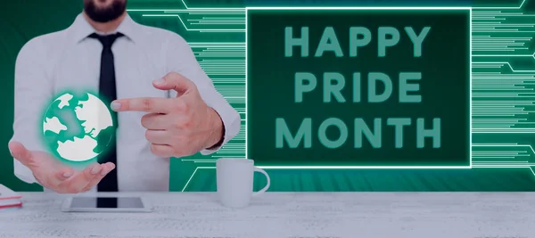 Texto Mostrando Inspiração Happy Pride Month Período Visão Geral Negócio — Fotografia de Stock