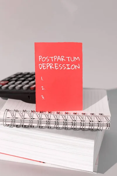 Handwriting text Postpartum Depression, Conceptual photo a mood disorder involving intense depression after giving birth