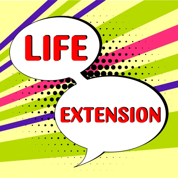 Life Extension Business Áttekintést Mutató Szöveges Jel Amely Hosszabb Ideig — Stock Fotó