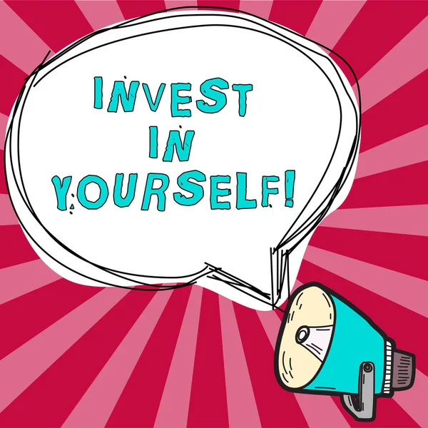 Schreiben Von Displaytexten Invest Yourself Business Konzept Lernen Neue Dinge — Stockfoto