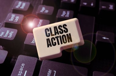 El yazısı işareti Sınıf Eylemi, büyük bir grup adına hareket eden küçük bir grup tarafından açılan dava.