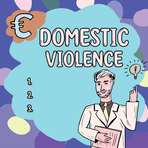 显示家庭暴力的文字标志 指一个家庭或家庭成员指挥的暴力或虐待行为 — 图库照片