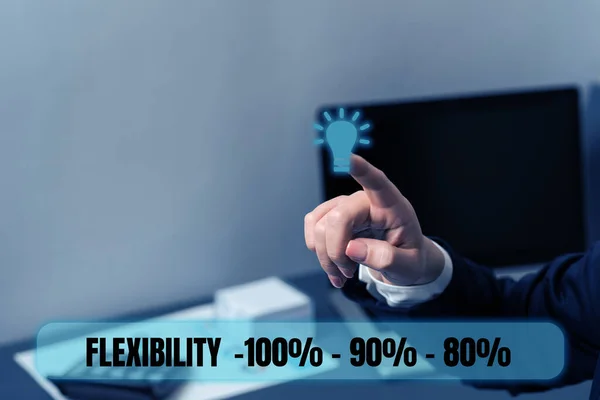 Inspirace Ukazující Znak Flexibilita 100 Internet Koncept Jak Flexibilní Jste — Stock fotografie