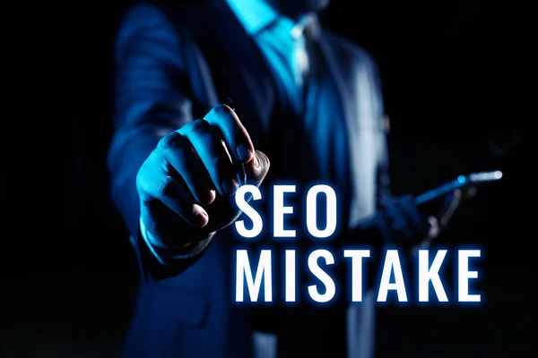 在搜索引擎中显示错误或错误的文本 如Seo Mistake Business Concept Action或Judgment — 图库照片