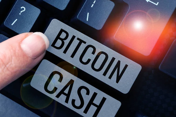 Leyenda Conceptual Bitcoin Cash Escaparate Negocios Tipo Criptomoneda Blockchain Negocio — Foto de Stock