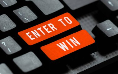 Enter To Galibiyet, iş konsepti ödül ya da kazanma şansı karşılığında bir şeyi takas eden imzala