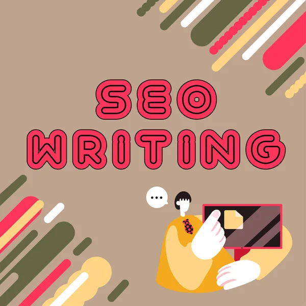 Konzeptionelle Anzeige Seo Writing Geschäftsübersicht Die Die Aufmerksamkeit Der Suchmaschinen — Stockfoto