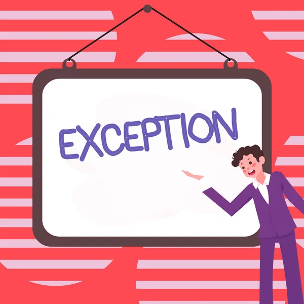 Text Sign Showing Exception Business Concept Person Thing Excluded General — Stock Photo, Image