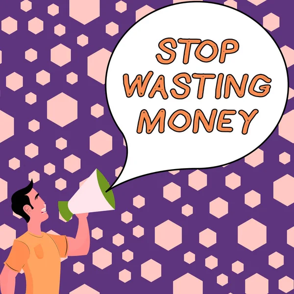 Tampilan Konseptual Stop Wasting Money Ide Bisnis Memberatkan Orang Atau — Stok Foto