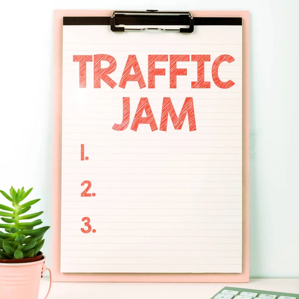 Λεζάντα Κειμένου Που Παρουσιάζει Traffic Jam Λέξη Για Ένα Μεγάλο — Φωτογραφία Αρχείου