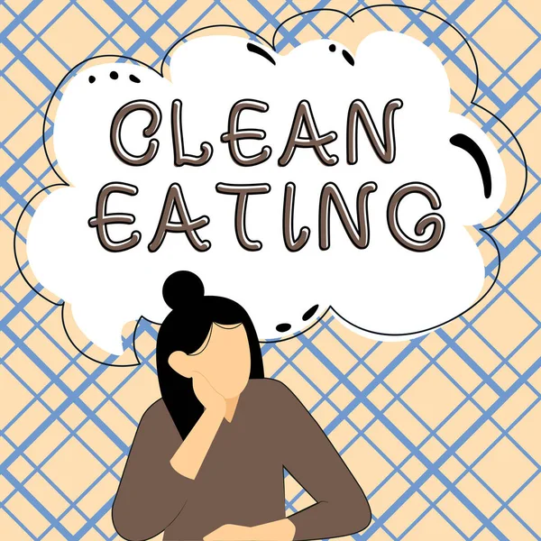 Yazısı Işareti Temiz Yeme Sadece Bütün Işlenmemiş Gıdaları Yeme Pratiği — Stok fotoğraf