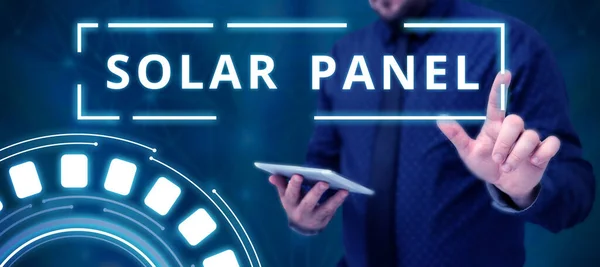 Inspiráció Mutató Jel Solar Panel Üzleti Kirakat Célja Hogy Elnyeli — Stock Fotó