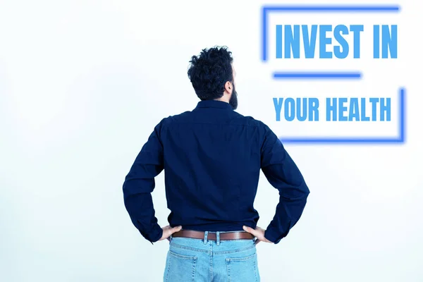 Konceptvisning Investera Din Hälsa Ord För Att Leva Hälsosam Livsstil — Stockfoto