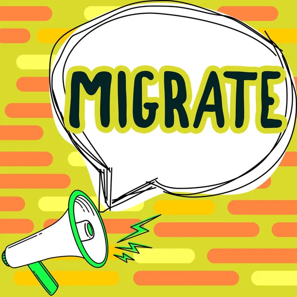 Название Концепции Migrate Business Showcase Move Travel One Country Place — стоковое фото